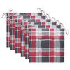 vidaXL Tuinstoelen 6 st met rood geruite kussens massief teakhout