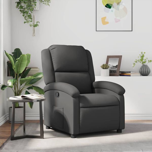 vidaXL Fauteuil echt leer grijs