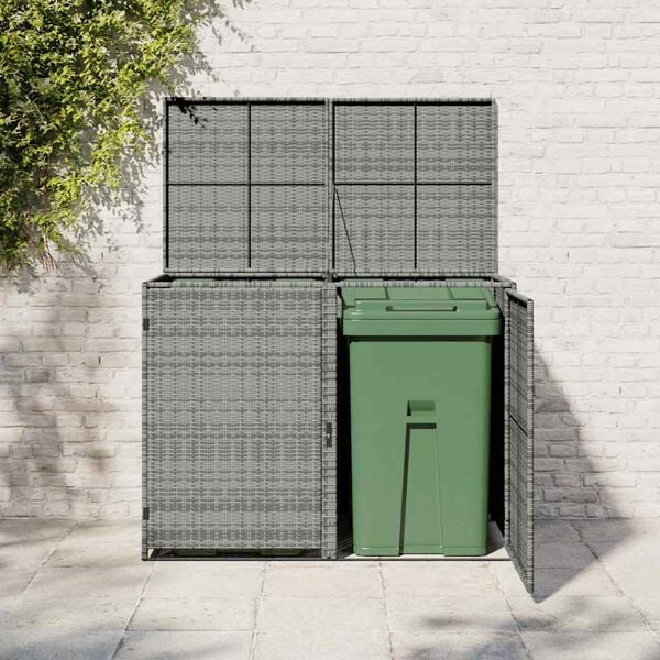 vidaXL Containerberging dubbel 148x77x111 cm poly rattan antraciet