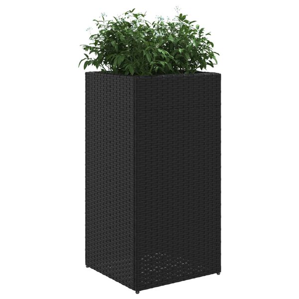 vidaXL Plantenbakken 2 st 40x40x80 cm poly rattan zwart