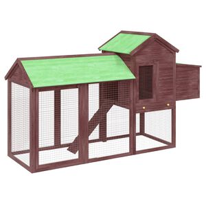 vidaXL Kippenhok 193x65x117 cm massief grenenhout mokkakleurig