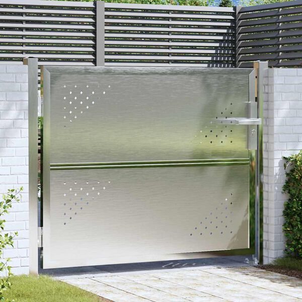 vidaXL Tuinpoort met slot Zilver 100 x 75 cm Roestvrij staal