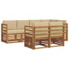 vidaXL Hoekbank Set 7 pcs Natuurlijk en Beige Massief Acaciahout