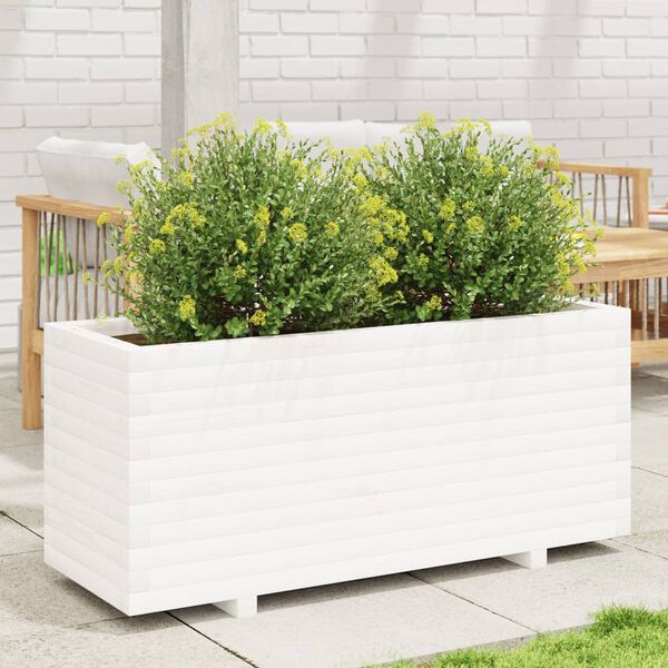 vidaXL Plantenbak 110x40x49,5 cm massief grenenhout wit