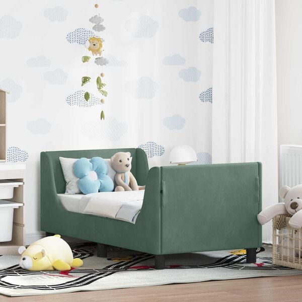 vidaXL Peuterbedframe met hoofdbord Zeegroen 70 x 140 cm Fluweel