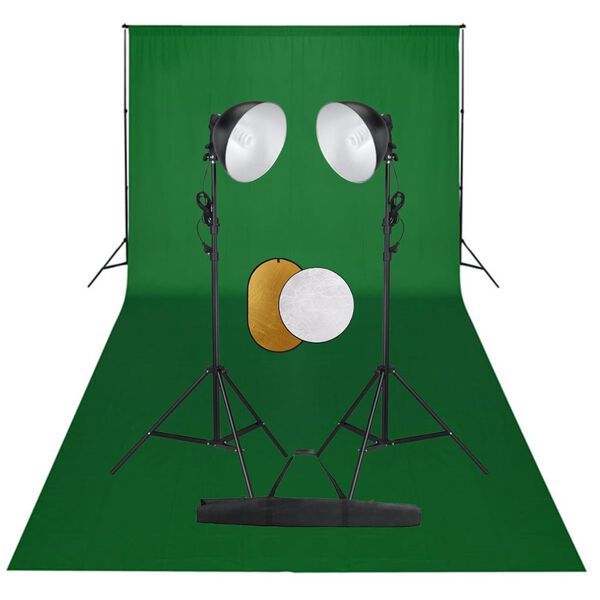 vidaXL Fotostudioset met lampen, achtergrond en reflector