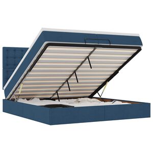 vidaXL Ottoman bed met matrassen en LED's 200x200cm stof blauw