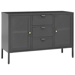vidaXL Dressoir 105x35x70 cm staal en gehard glas antracietkleurig