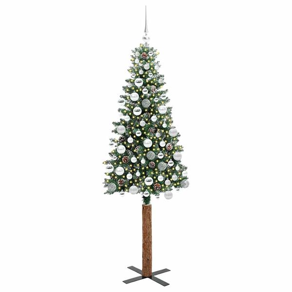 vidaXL Slanke Kerstboom Groen 180 cm PVC en massief dennenhout