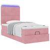 vidaXL Ottoman bed met matrassen en LED's 90x190cm fluweel roze