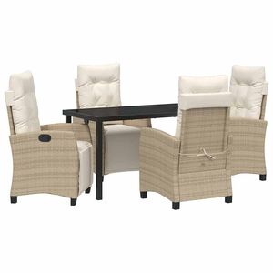 vidaXL Tuin Eetset 5 pcs Beige poly rattan