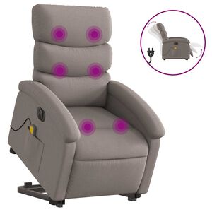 vidaXL Sta-op-massagestoel elektrisch verstelbaar stof taupe