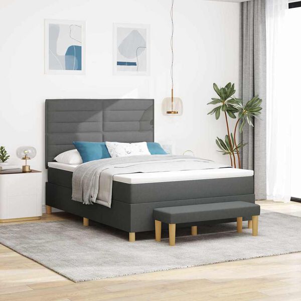 vidaXL Boxspring bed met matras Donkergrijs 140 x 190 cm Stof