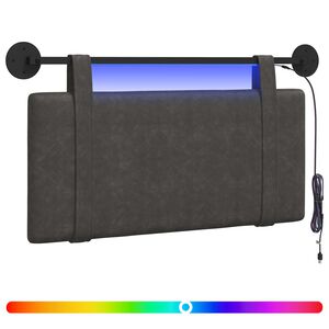 vidaXL Hangend hoofdbord Met LED-verlichting Zwart Antiek PU