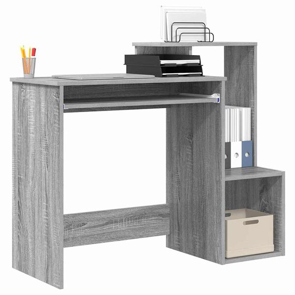 vidaXL Bureau met lade Grijs Sonoma 106 x 41 x 88.5 cm Bewerkt hout