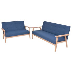 vidaXL Bankstel stof blauw 2-delig