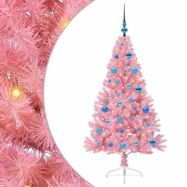 vidaXL Kunstmatig Voorverlicht Kerstboom met 150 LED Roze 150 cm PVC