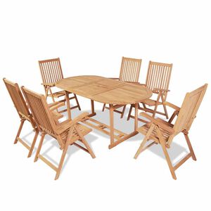 vidaXL 7-delige Tuinset met klapstoelen massief teakhout