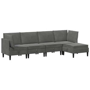 vidaXL Woonkamer Meubelset 5 st Donkergrijs Fluweel