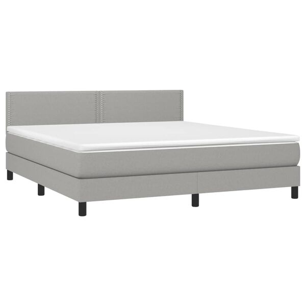 vidaXL Boxspring met matras en LED stof lichtgrijs 180x200 cm
