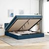 vidaXL Bed poef met matrassen en leds 200x200 cm fluweel donkerblauw
