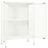 vidaXL Dressoir 75x35x105 cm staal en glas wit