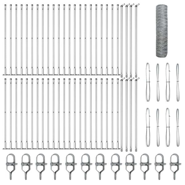 vidaXL Afrasteringspaal Zilver 100 x 1 m (50 mm gaas) Staal