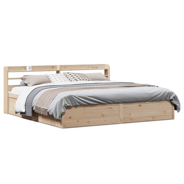 vidaXL Bedframe met hoofdbord massief grenenhout 200x200 cm