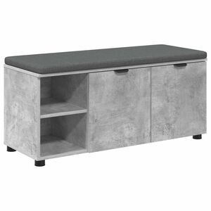 vidaXL Halbank met kussen met plank Beton Grijs 100 x 38 x 46 cm