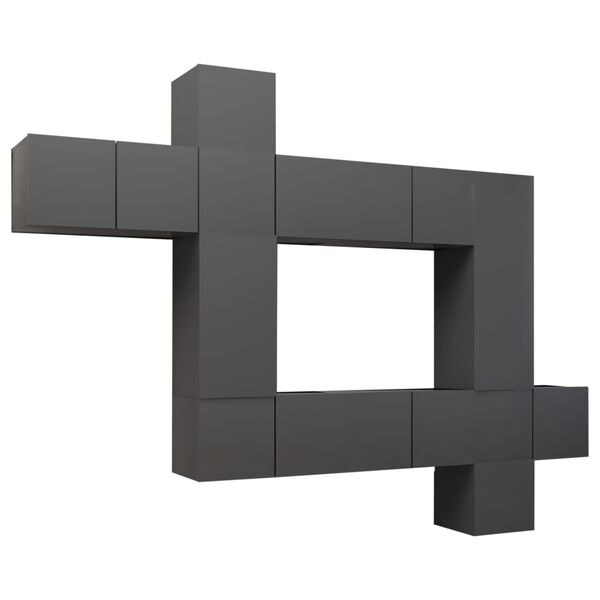 vidaXL 10-delige Tv-meubelset bewerkt hout grijs