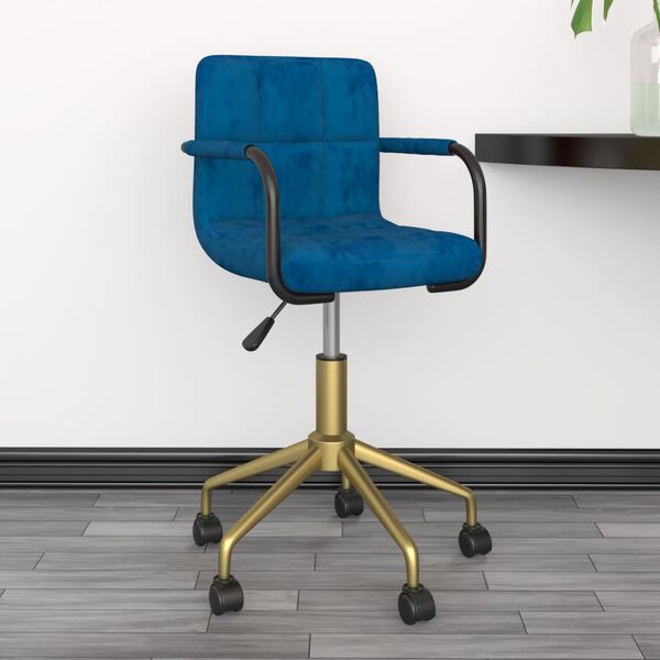vidaXL Eetkamerstoelen draaibaar 4 st fluweel blauw