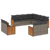 vidaXL 11-delige Loungeset met kussens poly rattan grijs