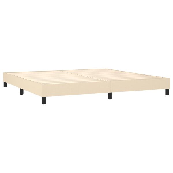 vidaXL Boxspring met matras stof cr&egrave;mekleurig 200x200 cm