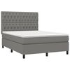 vidaXL Boxspring met matras en LED stof donkergrijs 140x190 cm