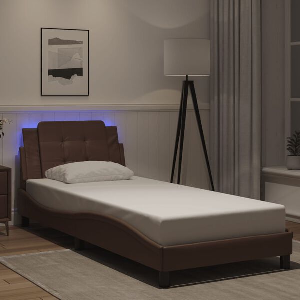 vidaXL Bedframe met LED zonder matras "Zadar" bruin 100x200 cm