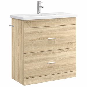 vidaXL Badkamermeubelset Sonoma Eiken 81 x 40 x 84,5 cm Bewerkt hout