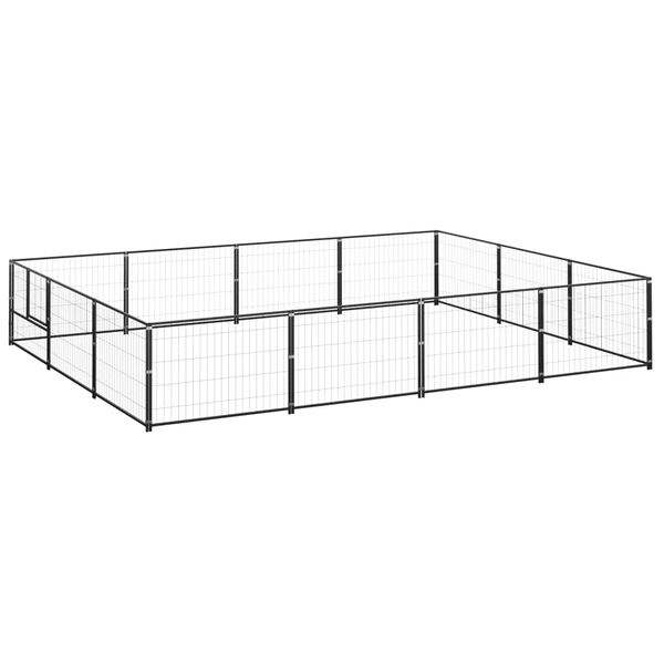 vidaXL Hondenkennel 12 m&sup2; staal zwart