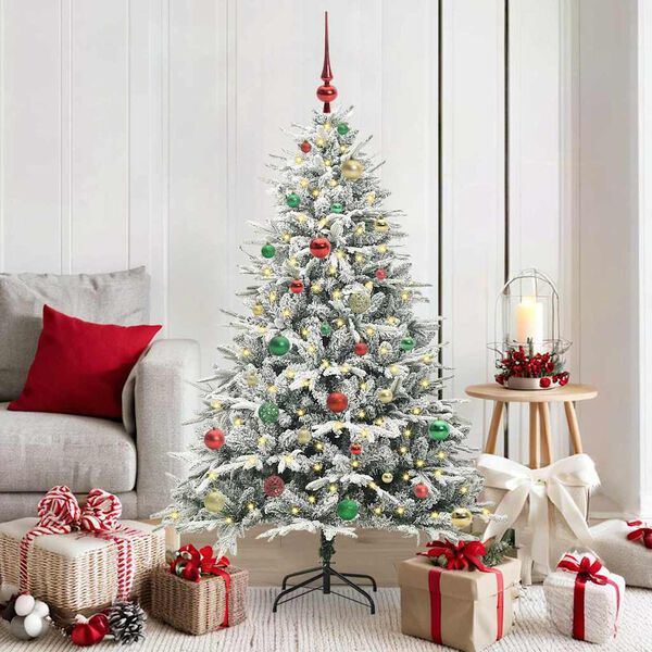 vidaXL Artificial Pre-lit Kerstboom met Ballenset Groen 150 cm