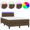 vidaXL Boxspring met matras en LED stof donkerbruin 120x200 cm