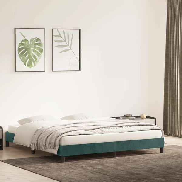 vidaXL Bedframe zonder matras 180x210 cm fluweel donkergroen