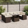 vidaXL 8-delige Loungeset met kussens poly rattan bruin