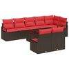 vidaXL Tuinbankenset met kussen 9 pcs Bruin en Rood poly rattan
