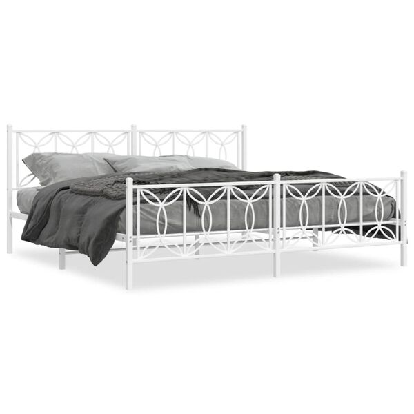 vidaXL Bedframe met hoofd- en voeteneinde metaal wit 200x200 cm