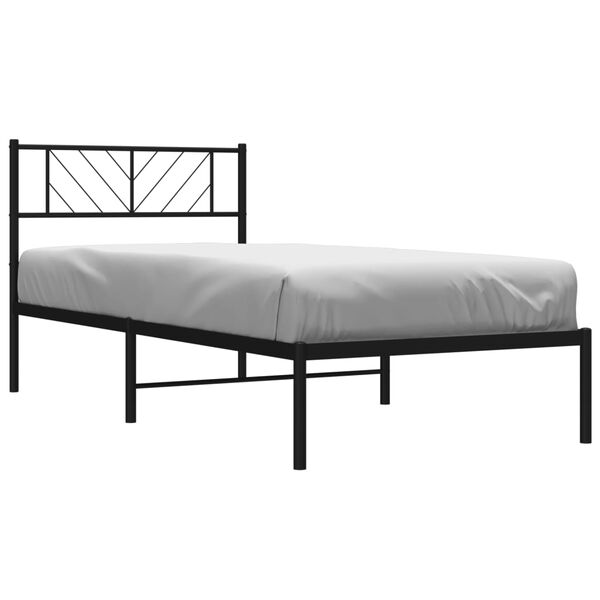 vidaXL Bedframe met hoofdbord metaal zwart 80x200 cm
