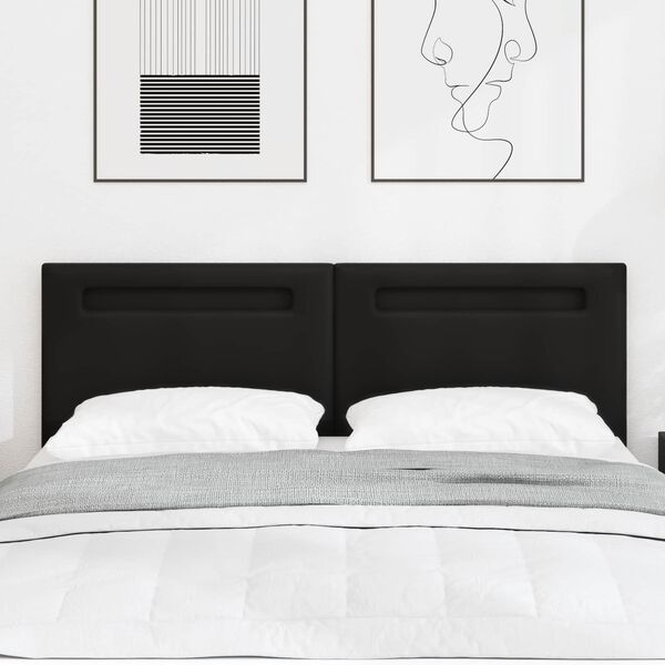 vidaXL LED Hoofdbord Zwart 144 cm Nep Leer