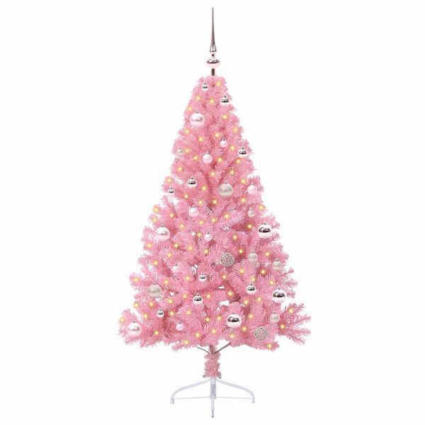vidaXL Kunstmatig Voorverlicht Kerstboom met 150 LED Roze 150 cm PVC