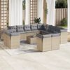 vidaXL 14-delige Loungeset met kussens poly rattan beige