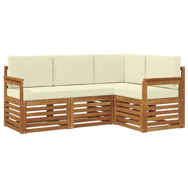 vidaXL Sofa-Sets 4 pcs Natuurlijk en Cr&egrave;me Massief Acaciahout