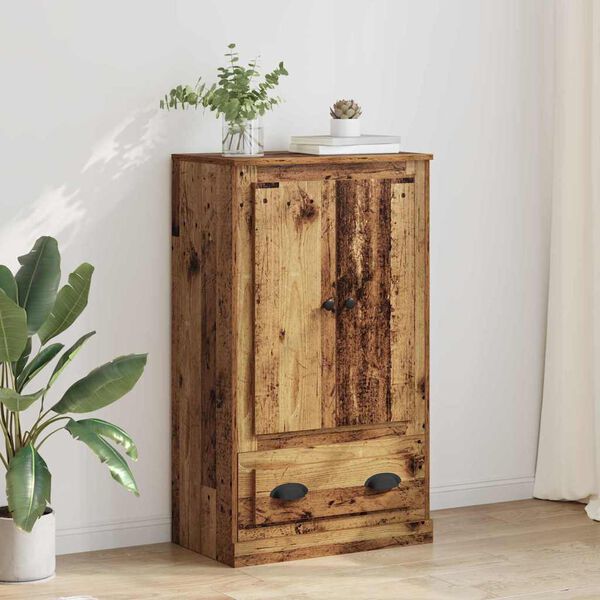 vidaXL Highboard met lade Oud Hout 60 x 35,5 x 103,5 cm Bewerkt hout
