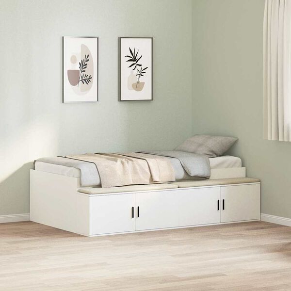 vidaXL Bedframe met lade met opslag Wit 100 x 200 cm Bewerkt hout